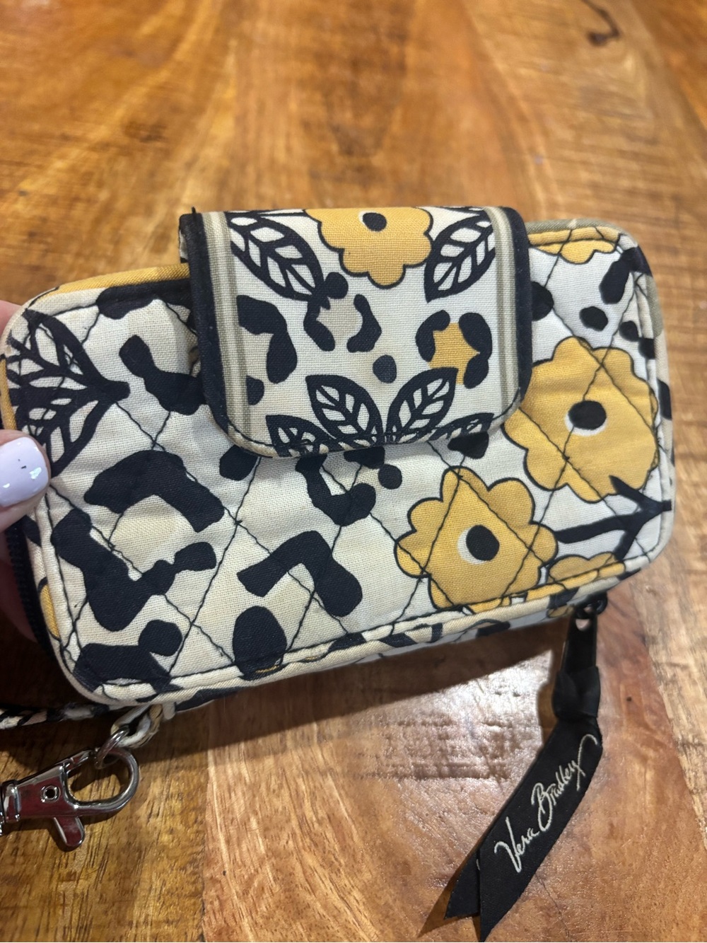 Vera Bradley Yellow Floral Quilted Wristlet Wallet